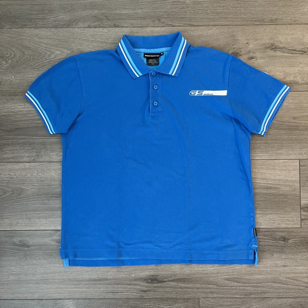 BMW Motorrad GS Enduro Knit Polo Shirt Blue Mens M Short Sleeve